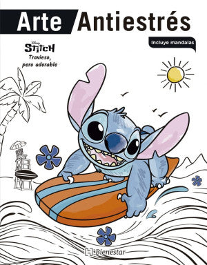 Arte antiestrés para colorear. Stitch travieso, pero adorable