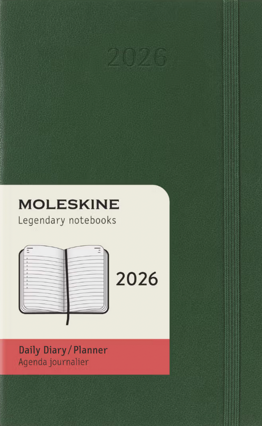 Agenda 2026 Bolsillo Verde Mirto Diaria Pasta Suave