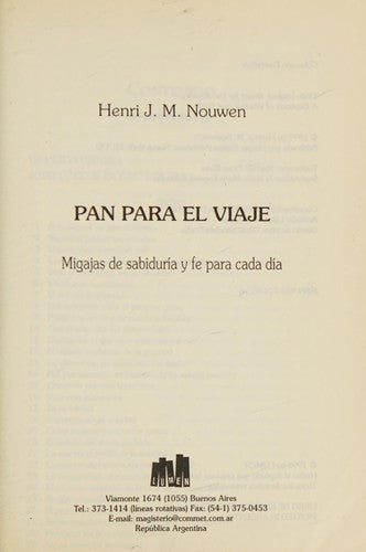 Pan Para El Viaje Nouwen, Henri J. M.