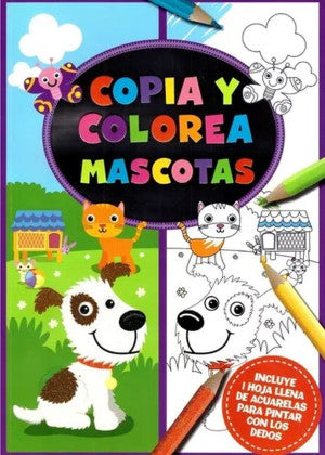 Copia y colorea mascotas