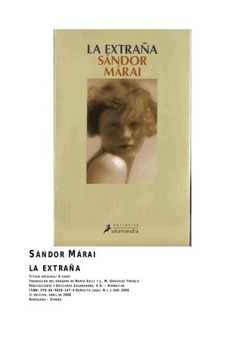 La extraña [Paperback] Márai, Sándor