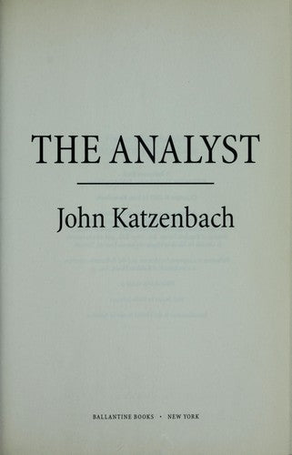 The Analyst: A Novel [Mass Market Paperback] Katzenbach, John