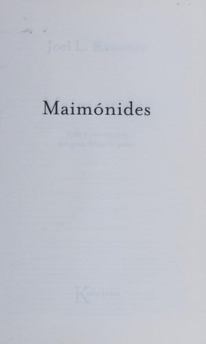 Maimonides: Vida y ensenanzas del gran filosofo judio: Vida Y Enseñanzas del Gran Filósofo Judío [Hardcover] Kraemer, Joel L