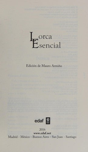 Lorca esencial Federico García Lorca
