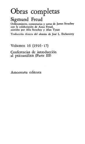 Obras Completas: Conferencias de Introduccion al Psicoanalisis 1915-1916 (Partes I y II) [Paperback] Freud, Sigmund and Etcheverry, Jose Luis