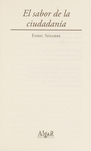 El sabor de la ciudadania (Algar Joven) [Paperback]